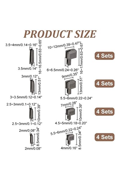 Choice AECH08-03066 16 Sets Metal Zipper Repair4 Sizes Zipper Insertion Pin #...