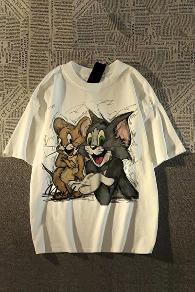 ARS Butik تي شيرت الأصدقاء الأفضل توم وجيري باللون الأبيض