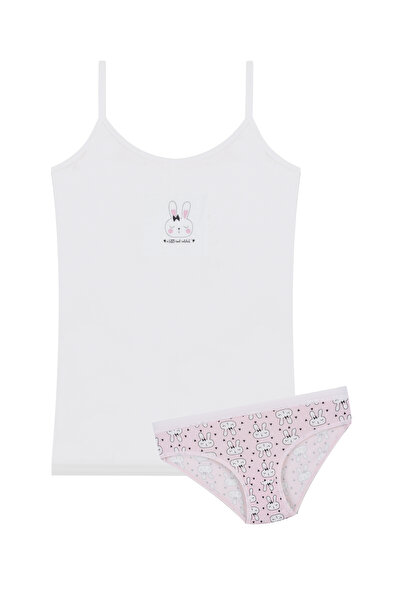 koza iç giyim Girl's Cute Mouse Patterned Cotton Athlete Briefs Set