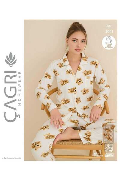 Çağrı Ženski medvedić Sa deznom ekru, mekana, puna dužina, dugi rukavi, udoba...