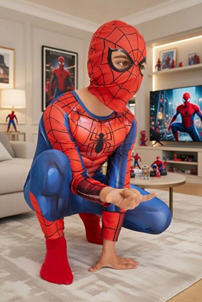 Liyavera Marvel Çocuk Süper Kahraman Kaslı Spiderman Kostümü Çocuk Kaslı Örüm...