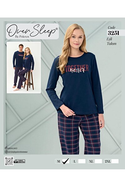 Over Sleep by Poleren Set de pijamale cu carouri bleumarin pentru femei