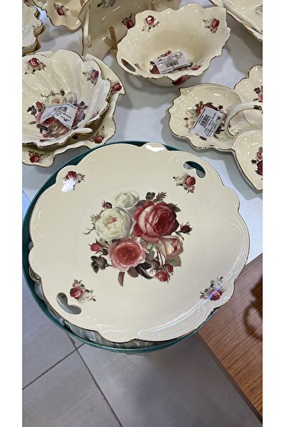 hediye Esterhomedecor Square Porcelain Presentation Plate with Handle