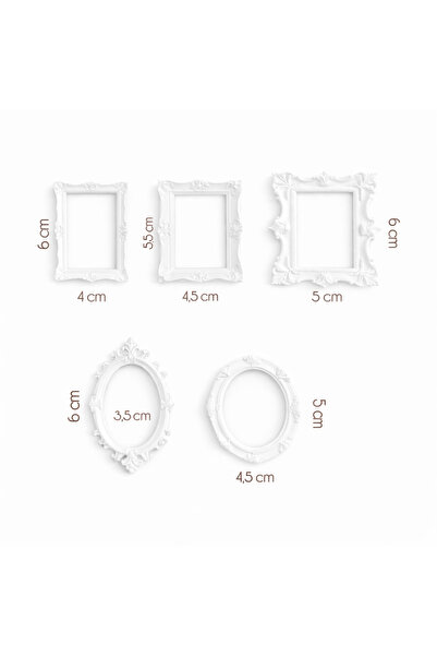 LushCo 5’li Minyatür Beyaz Çerçeve - Boyanabilir - Diorama, Dollhouse, Museum...