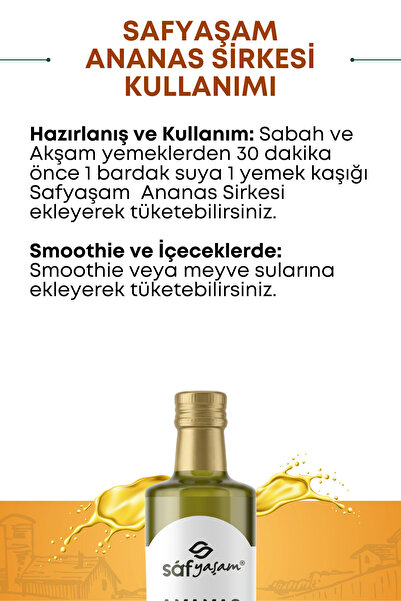 Safyaşam Ananas Sirkesi Doğal Fermantasyon Ananas Sirkesi,Suyu
