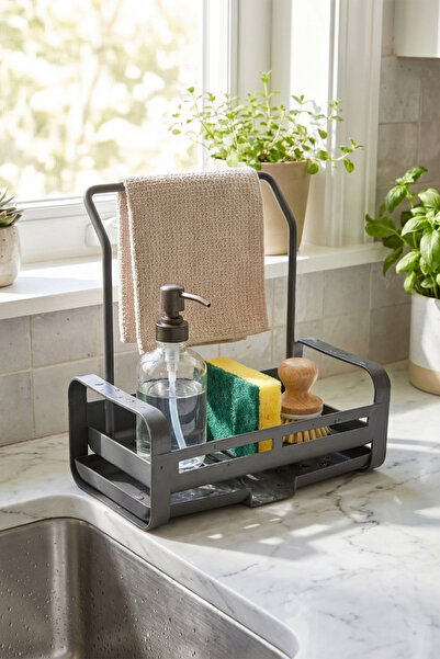 Emofom Soap Dish and Towel Holder Sink Kitchen Set Hanging Sink Side Organize...