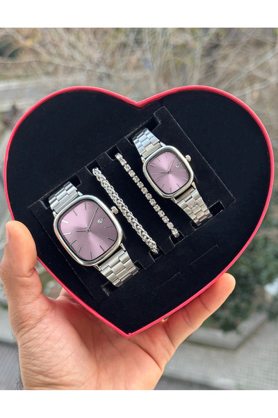 Tulpar Trendy Model Lover Couple Wristwatch Set with Calendar Function in a S...
