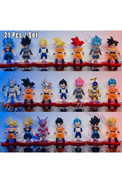 BANDAI مجموعة من 21 قطعة بدون صندوق، شخصيات أنمي دراغون بول زد سوبر سايان سون...