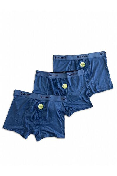 top classic underwear Bambu Nefes Alan Boxer Mavi 3'lü