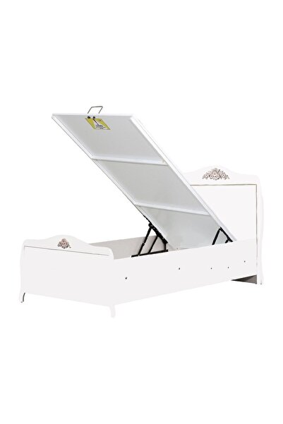 Meltem Prestij Beyaz Genç Odası Tek Kişilik Amortisörlü (BAZALI) Karyola