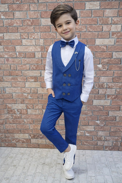 HAYTA Set vestă pentru copii 0-1 an - 14 ani, Set Indigo argintiu cu cămașă