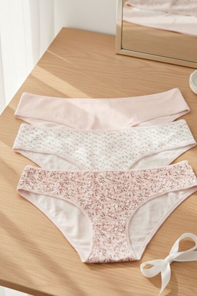 Cotpark Chiloți bikini de bază din bumbac pentru femei, pachet de 3 4138