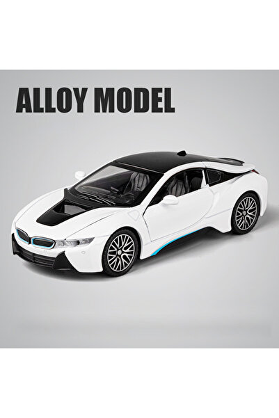 Maisto سيارة BMW I8 سوبر سبورت مصغرة بيضاء اللون بمقياس 1:32، مصنوعة من سبيكة...