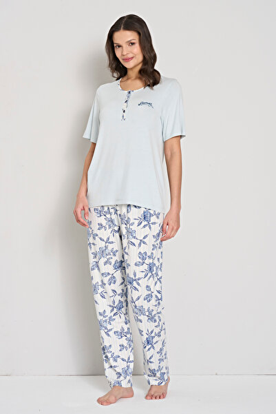 Pijadore Жіночий піжамний комплект з квітковим візерунком під коміром