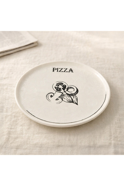 Evidea Kitchen Gourmet Pizza Tabağı - Krem / Siyah - 30 cm