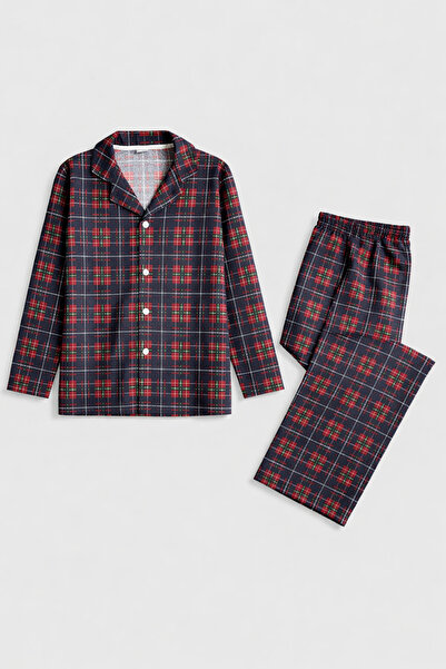 zahider Момчешки памучен комплект пижама с копчета от велур (възраст 5-16 год...