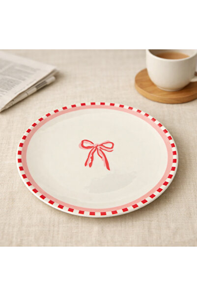 Evidea Kitchen Ribbon Porselen Tatlı Tabağı - Renkli - 19 cm