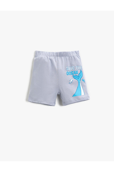 Koton Baskılı Beli Lastikli Şort Pamuklu