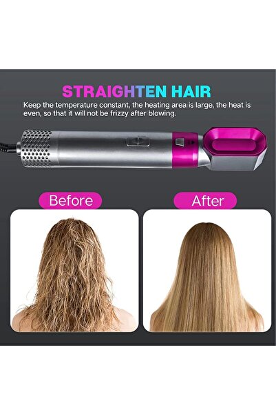 Generic AB Wakeel 5 in 1 Hot Air Styler 1000W, Hair Dryer, Curler & Volumizing Brush with 5 Attachments