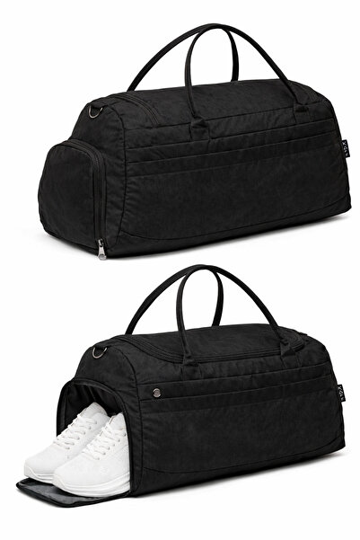 KAFF Black Waterproof Shoulder Strap Crinkle Fabric Shoes - 0818 Model Sports...