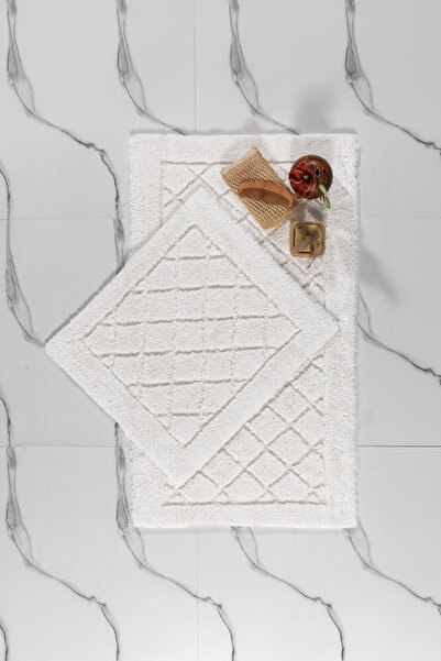 Elart Frio Bathroom Rug Set Cotton 2 Pieces (60X100 cm) Cream