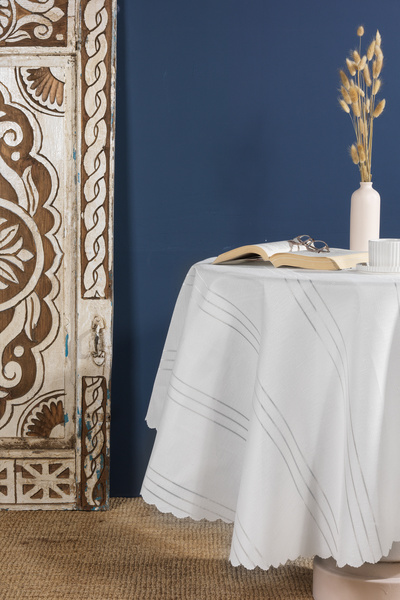 Elart Dream Masa Örtüsü Dertsiz Yuvarlak (160x160 cm) Krem