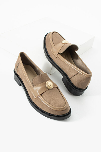 guijarro Women's Gold Embroidered Premium Mink Suede Loafer Shoes - Office an...