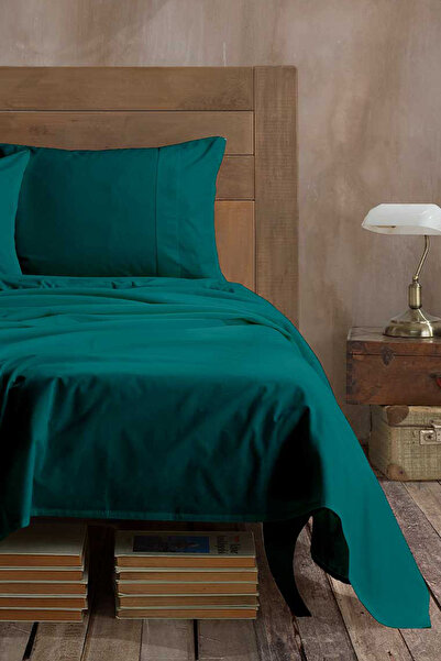 Elart Ranforce Bed Sheet Set Single 100% Cotton (180X240Cm) Emerald Green