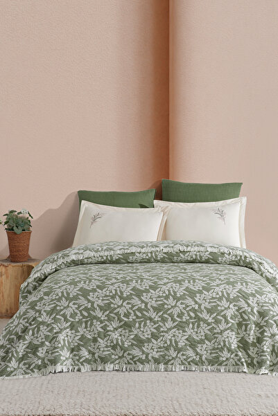 Elart Tina Pike Bedspread Double Size 100% Cotton (220X240 cm) Green