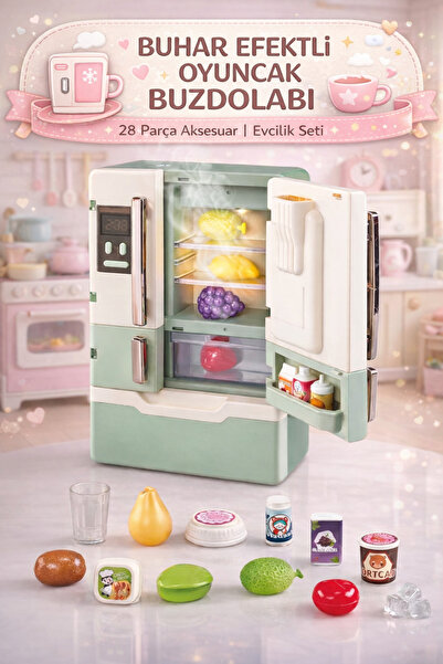 YILDIRIM OYUNCAK Led Işıklı ve Müzikli Buhar Çıkaran 28 Parça Aksesuarlı Buzd...