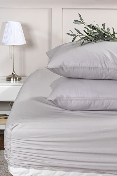 Elart Fitted Sheet Set Single Size 100% Cotton Ranforce (100X200 cm) Gray