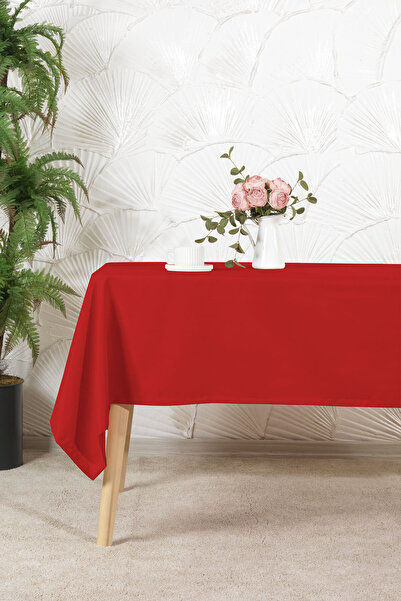 Elart Soft Velvet Tablecloth Rectangular (150X220 cm) Red
