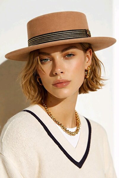 ESUSO S,M Beden Kışlık Kaşe Kumaş Kadın Gondol Şapka , Fötr Şapka , Kadın Şap...