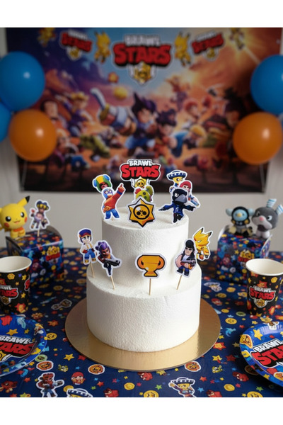 ORGANİKONSEPT Brawl Stars Temalı Cupcake & Pasta Süsü (13'lü)