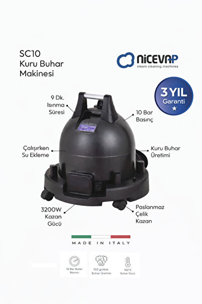 Nicevap PLUTONİA SC10 KURU BUHAR ÜRETEBİLEN 10 BAR DİJİTAL BUHARLI TEMİZLEYİCİ