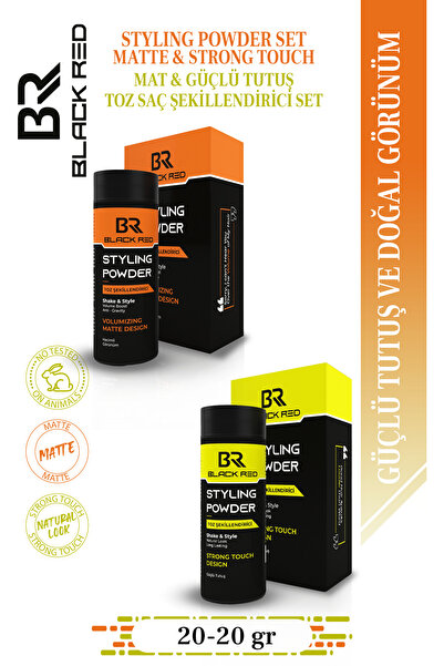 Black Red Saç Şekillendirici Toz Wax 20g - Matte & Strong Toz Wax İkili Set