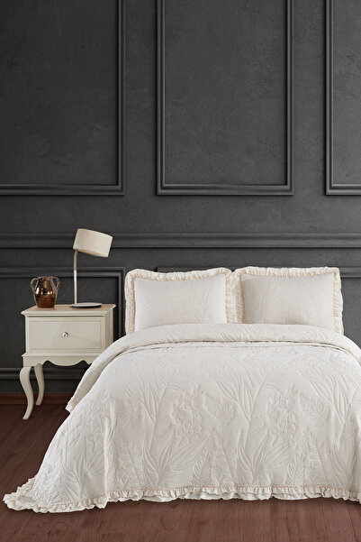 Elart طقم غطاء سرير فيرونيكا مزدوج (240×260 سم) كريمي اللون