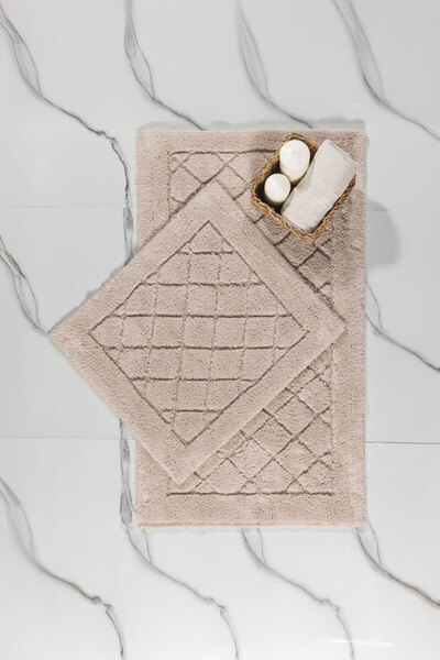 Elart Frio Bathroom Rug Set Cotton 2 Pieces (60X100 cm) Beige