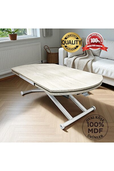 SEHPAM AKILLI Yan Baştan Açılır Yarı Oval Akıllı Yemek Masası Mdf Tabla Alt M...