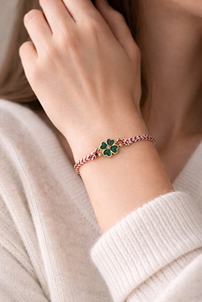 IRILIS Set 12 Buc Bratara 1 Martie Martisor, model trifoi, snur alb-rosu impl...