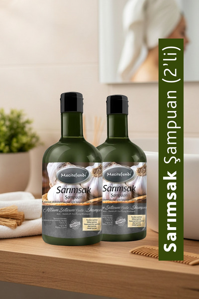 Mecitefendi Sarımsak Şampuan 400 ml Saç Dökülmesine ve Kepeğe Karşı Bitki Özlü Şampuan 2li
