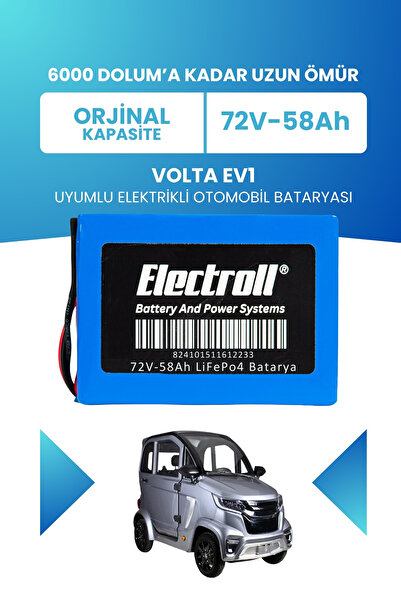 ELECTROLL Volta EV1 Uyumlu (Standart Kapasite) LiFePO4 72V 58Ah Elektrikli Ot...