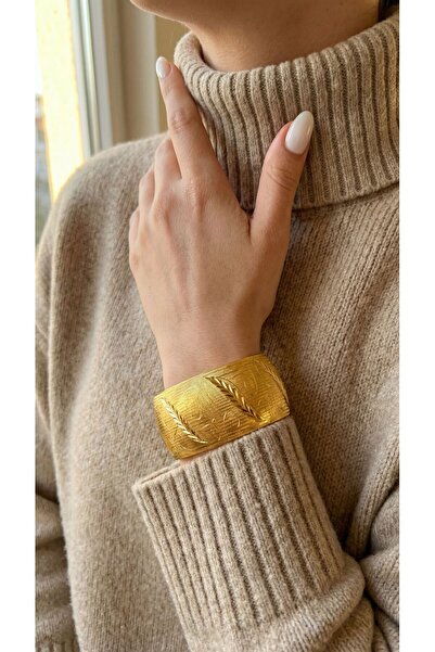 FerizZ 22 Ayar Altın Kaplama Mega Bilezik 30mm Kalınlık BLZ-1132