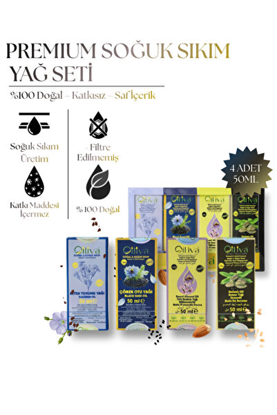 OILIVA GIDA SAN. VE DIŞ TİC. LTD. ŞTİ. 4’lü Soğuk Sıkım Yağ Seti 50 ml – Çöre...