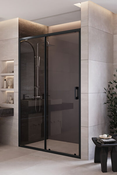 MONAQUA Arteko Duşakabin Ön Cephe, 1 Sabit 1 Kayar - Antrasit Profil - Şeffaf...