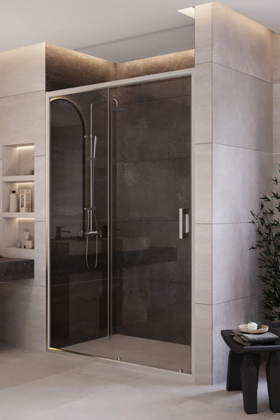 MONAQUA Arteko Duşakabin Ön Cephe, 1 Sabit 1 Kayar - Beyaz Profil - Şeffaf 5m...