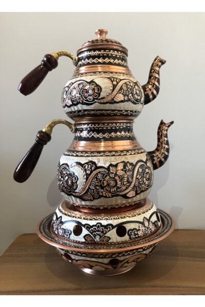 Dergah Bakır Balkon Sefalı Çaydanlık Bakır Osmanlı Ocaklı Çaydanlık Işlemeli ...