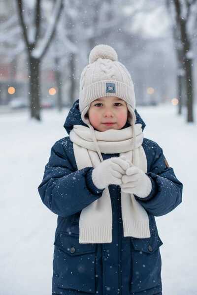 Kitti طقم قفازات وشاح للأطفال من عمر 1-4 سنوات، مجموعة من 3 قطع