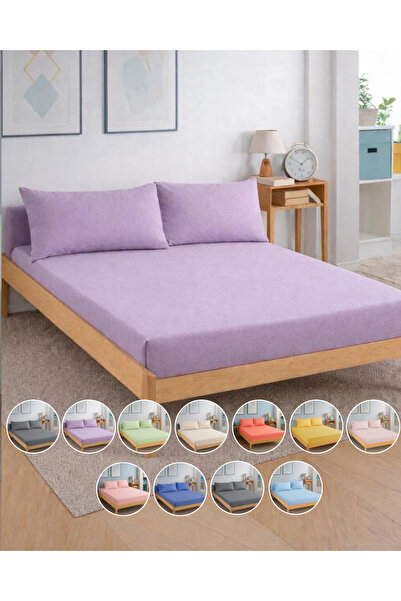 TEXTİLEGARDEN طقم ملاءات سرير مطاطية أرجوانية - ملاءة سرير مطاطية - طقم ملاءا...