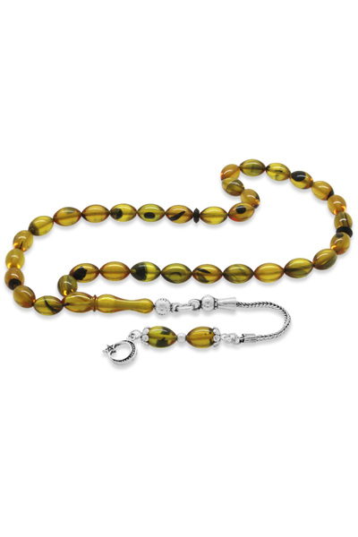 Tesbihane 925 проба срібла з бахромою, різаний ячмінь, довжина зап'ястя, жовт...